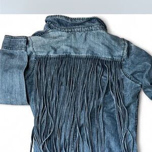 Blank NYC Blue Fringe Button Down Shirt